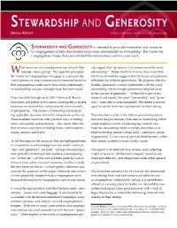 Stewardship and Generosity from a Variety Aged to Use the Term Most Appropriate for Their Setting