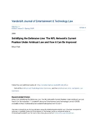 The NFL Network's Current Position Under Antitrust Law and How It Can Be Improved