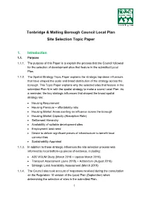 Tonbridge & Malling Borough Council Local Plan Site Selection Topic Paper