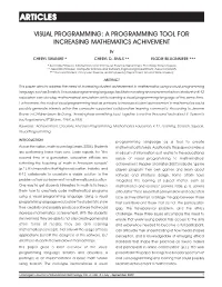 Visual Programming: a Programming Tool for Increasing Mathematics Achivement