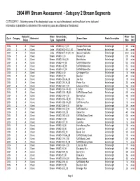 2004 WV Stream Assessment - Category 2 Stream Segments