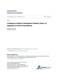 A Multigroup Analysis of Reintegrative Shaming Theory: an Application to Drunk Driving Offenses