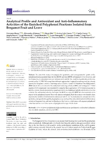 Analytical Profile and Antioxidant and Anti-Inflammatory Activities
