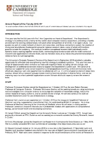 Annual Report of the Faculty 2018-19* *A Small Number of Items That Fall Into 2019-20 Which Are of Current Relevant Interest Are Also Included in This Report