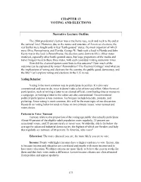 CHAPTER 13 VOTING and ELECTIONS Narrative Lecture Outline