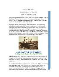 Code of the West As It Applies to Carbon