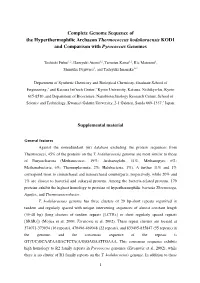Complete Genome Sequence of the Hyperthermophilic Archaeon Thermococcus Kodakaraensis KOD1 and Comparison with Pyrococcus Genomes