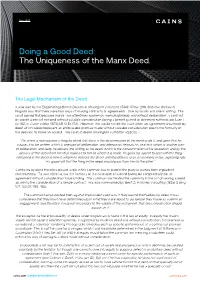 Doing a Good Deed: the Uniqueness of the Manx Deed