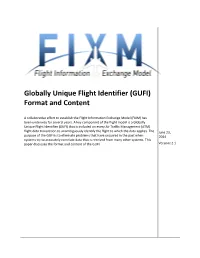 Globally Unique Flight Identifier (GUFI) Format and Content