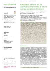 Hummingbird Pollination and the Diversification Of