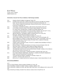 Kate Wilson CV AUGUST 2020