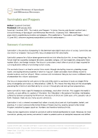 Survivalists and Preppers