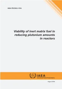 Viability of Inert Matrix Fuel in Reducing Plutonium Amounts in Reactors