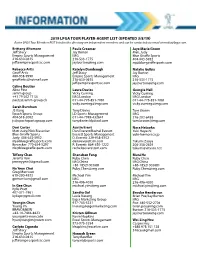 2019 Lpga Tour Player-Agent List (Updated 3/8/19)