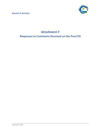 BLRT Record of Decision, Attachment F, Responses to Comments Received on the Final