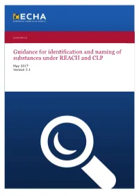 Guidance for Identification and Naming of Substance Under REACH