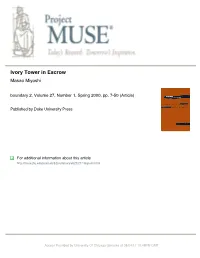 Ivory Tower in Escrow Masao Miyoshi Boundary 2, Volume 27, Number 1, Spring 2000, Pp