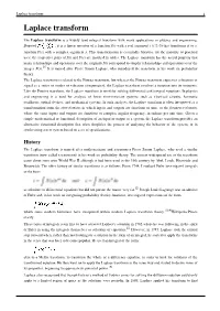 Laplace Transform 1 Laplace Transform