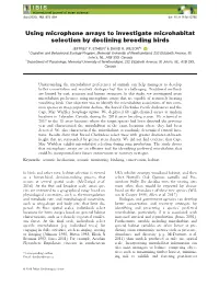 Using Microphone Arrays to Investigate Microhabitat Selection by Declining Breeding Birds
