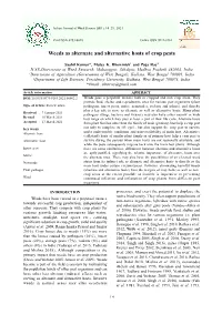 Weeds As Alternate and Alternative Hosts of Crop Pests