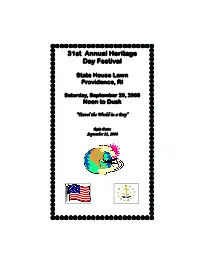 31St RI Heritage Festival Program PDF File, Less Than 1Mbmegabytes