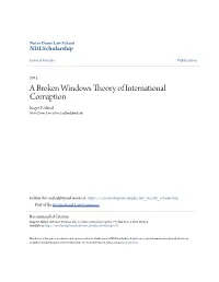A Broken Windows Theory of International Corruption Roger P