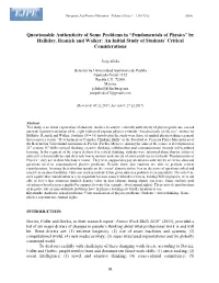 “Fundamentals of Physics” by Halliday, Resnick and Walker: an Initial Study of Students’ Critical Considerations