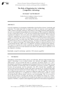 The Role of Reputation for Achieving Competitive Advantage