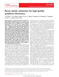 Boron Nitride Substrates for High-Quality Graphene Electronics C