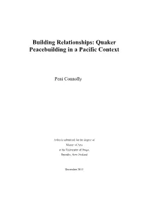 Building Relationships: Quaker Peacebuilding in a Pacific Context