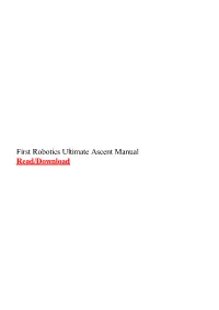 First Robotics Ultimate Ascent Manual