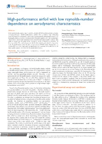 High-Performance Airfoil with Low Reynolds-Number Dependence on Aerodynamic Characteristics