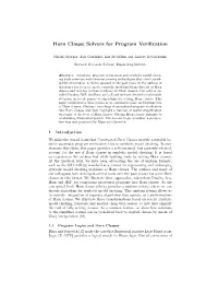 Horn Clause Solvers for Program Verification