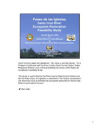 Paseo De Las Iglesias Santa Cruz River Ecosystem Restoration Feasibility Study