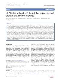 DEPTOR Is a Direct P53 Target That Suppresses Cell Growth And