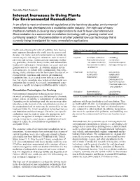 Interest Increases in Using Plants for Environmental Remediation
