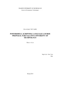 Powershell Scripting Language Course Proposal for Tallinn University of Technology