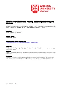 Smells in Software Test Code: a Survey of Knowledge in Industry and Academia