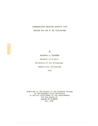 Standardizing Selected Quantity Rice Recipes for Use in the Philippines