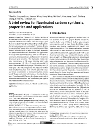 A Brief Review for Fluorinated Carbon: Synthesis, Properties and Applications