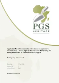 Application for an Environmental Authorisation in Support of An