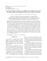 Bacteriological Quality and Antibiotic Susceptibility Pattern of Pathogens