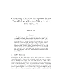 Constructing a Routable Retrospective Transit Timetable from a Real-Time Vehicle Location Feed and GTFS