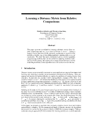 Learning a Distance Metric from Relative Comparisons