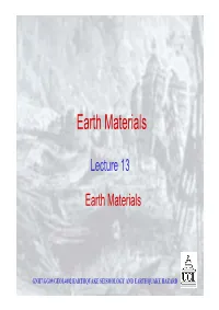 Lecture 13: Earth Materials
