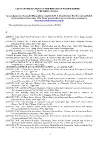 1 a List of Publications on the History of Warwickshire