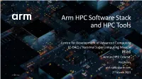 Arm HPC Software Stack and HPC Tools