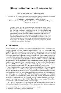 Efficient Hashing Using the AES Instruction