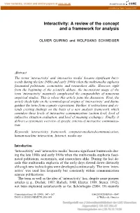Interactivity: a Review of the Concept and a Framework for Analysis