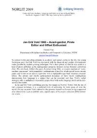 Jan Erik Vold 1966 – Avant-Gardist, Pirate Editor and Offset Enthusiast